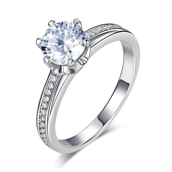 1.25ct Classic Round Cut Diamond Solitaire 925 Sterling Silver Engagement Ring