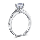1.25ct Classic Round Cut Diamond Solitaire, 925 Sterling Silver Engagement Ring