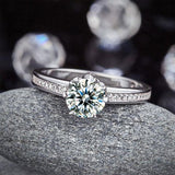 1.25ct Classic Round Cut Diamond Solitaire, 925 Sterling Silver Engagement Ring