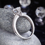 1.25ct Classic Round Cut Diamond Solitaire, 925 Sterling Silver Engagement Ring