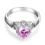 1.25ct Vintage Pink Diamond Ring, Round Brilliant Cut Engagement Ring