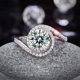 2.50ct Diamond Twist Halo Engagement Ring, Round Brilliant Cut, 925 Silver