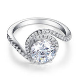 2.50ct Diamond Twist Halo Engagement Ring, Round Brilliant Cut, 925 Silver