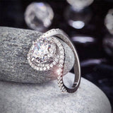 2.50ct Diamond Twist Halo Engagement Ring, Round Brilliant Cut, 925 Silver