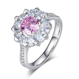 2.2ct Pink Diamond Halo Engagement Ring, Round Brilliant Cut, 925 Silver