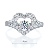 0.25ct Heart Halo Spinning Diamond Ring, Round Cut, 925 Silver