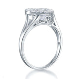 0.25ct Heart Halo Spinning Diamond Ring, Round Cut, 925 Silver