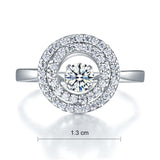 0.25ct Double Halo Spinning Diamond Ring, Round Cut, 925 Silver