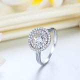 0.25ct Double Halo Spinning Diamond Ring, Round Cut, 925 Silver