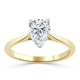 Lab-Diamond Pear Cut Engagement Ring, Classic Style, Choose Your Stone Size and Metal