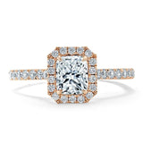 Lab-Diamond Radiant Cut Halo Engagement Ring, Classic Style, Choose Your Stone Size and Metal