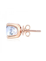 2.50ct each, Round Cut White Topaz Earrings, 14kt Rose Gold