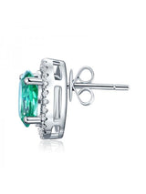 1.65ct each, Oval Cut Green Topaz and Diamond Earrings, 14kt White Gold