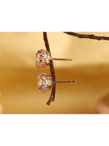 2.50ct each, Vintage Round Cut White Topaz and Diamond Earrings, 14kt Rose Gold