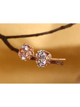 2.50ct each, Vintage Round Cut White Topaz and Diamond Earrings, 14kt Rose Gold