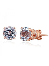 1.55ct each, Vintage Round Cut White Topaz and Diamond Earrings, 14kt Rose Gold