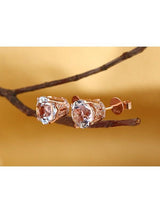 1.55ct each, Vintage Round Cut White Topaz and Diamond Earrings, 14kt Rose Gold