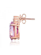 3.50ct each, Oval Cut Pink Topaz Earrings, Gemstone and Diamond Earrings, 14kt Rose Gold