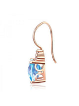 2.50ct each, Round Cut Blue Topaz and Diamond Earrings, 14kt Rose Gold