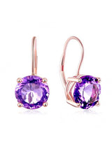 2.00ct each, Round Cut Amethyst Drop Earrings, 14kt Rose Gold