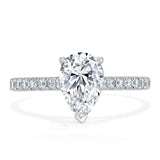 Lab-Diamond Pear Cut Engagement Ring, Classic Style, Choose Your Stone Size and Metal