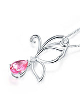 2.50ct Pear Cut Pink Topaz Pendant, Gemstone and Diamond Necklace, 14kt White Gold