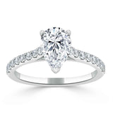 Lab-Diamond Pear Cut Engagement Ring, Classic Style, Choose Your Stone Size and Metal