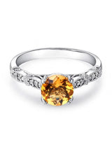 1.20ct Round Cut Citrine Engagement Ring, Available in 14kt or 18kt White, Yellow or Rose Gold