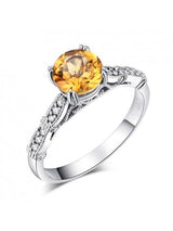1.20ct Round Cut Citrine Engagement Ring, Available in 14kt or 18kt White, Yellow or Rose Gold