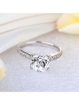 2.00ct White Topaz and Diamond Enagagement Ring, Vintage Inspired, Available in 14kt or 18Kt White, Yellow or Rose Gold