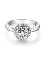 2.00ct White Topaz and Diamond Halo Enagagement Ring, Vintage Inspired, Available in 14kt or 18Kt White, Yellow or Rose Gold