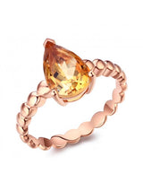 1.60ct Pear Cut Citrine Engagement Ring, Available in 14kt or 18kt Rose, Yellow or White Gold