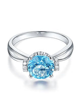 2.00ct Round Cut Blue Topaz Engagement Ring, Available in 14kt or 18kt White, Yellow or Rose Gold