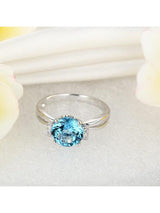 2.00ct Round Cut Blue Topaz Engagement Ring, Available in 14kt or 18kt White, Yellow or Rose Gold