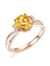 1.80ct Round Cut Citrine Engagement Ring, Available in 14kt or 18kt Rose, Yellow or White Gold