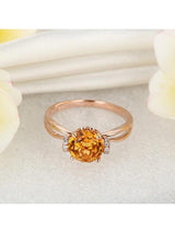 1.80ct Round Cut Citrine Engagement Ring, Available in 14kt or 18kt Rose, Yellow or White Gold