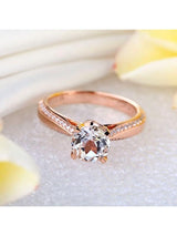 1.20ct Rose Gold, White Topaz Enagagement Ring, Available in 14kt or 18Kt White, Yellow or Rose Gold