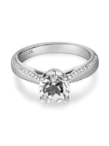 1.20ct White Topaz and Diamond Enagagement Ring, Vintage Inspired, Available in 14kt or 18Kt White, Yellow or Rose Gold