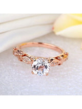 1.20ct Rose Gold, White Topaz Enagagement Ring, Available in 14kt or 18Kt White, Yellow or Rose Gold