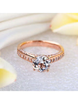 1.20ct Rose Gold, White Topaz Enagagement Ring, Available in 14kt or 18Kt White, Yellow or Rose Gold