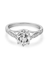 1.20ct White Topaz and Diamond Enagagement Ring, Vintage Inspired, Available in 14kt or 18Kt White, Yellow or Rose Gold