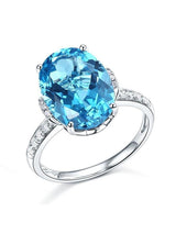 6.50ct Oval Cut Luxury Blue Topaz Dress Ring, Available in 14kt or 18kt White, Yellow or Rose Gold