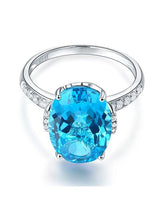 6.50ct Oval Cut Luxury Blue Topaz Dress Ring, Available in 14kt or 18kt White, Yellow or Rose Gold