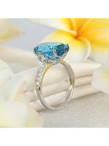 6.50ct Oval Cut Luxury Blue Topaz Dress Ring, Available in 14kt or 18kt White, Yellow or Rose Gold