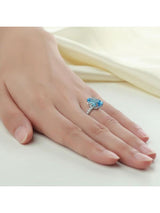 6.50ct Oval Cut Luxury Blue Topaz Dress Ring, Available in 14kt or 18kt White, Yellow or Rose Gold