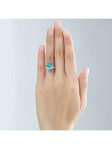 6.50ct Oval Cut Luxury Blue Topaz Dress Ring, Available in 14kt or 18kt White, Yellow or Rose Gold
