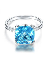 4.50ct Cushion Cut Luxury Blue Topaz Dress Ring, Available in 14kt or 18kt White, Yellow or Rose Gold
