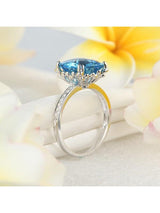 4.50ct Cushion Cut Luxury Blue Topaz Dress Ring, Available in 14kt or 18kt White, Yellow or Rose Gold