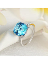 4.50ct Cushion Cut Luxury Blue Topaz Dress Ring, Available in 14kt or 18kt White, Yellow or Rose Gold