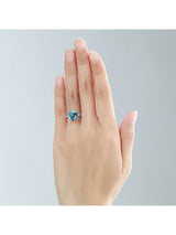 4.50ct Cushion Cut Luxury Blue Topaz Dress Ring, Available in 14kt or 18kt White, Yellow or Rose Gold